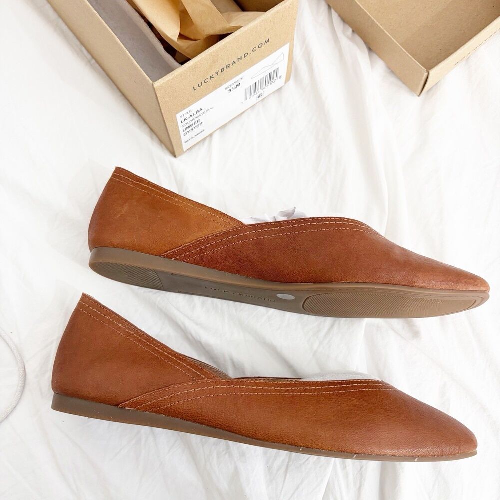 Lucky Brand Alba Womens Umber Ballet Square Toe Flat Size 8 1/2 8 LK-ALBA NIB - Picture 8 of 10